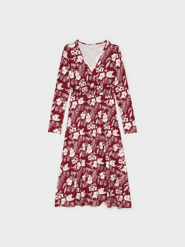  Printed midi flare dress garnet