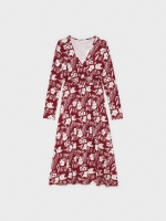 %Pto% Vestido midi flare estampado granate