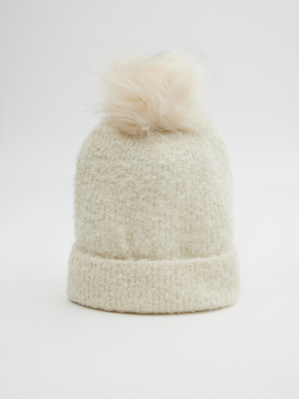 Gorro de punto suave beige vista detalle