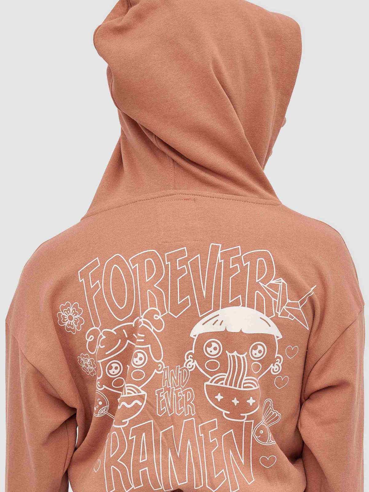 Forever Ramen crop sweatshirt light brown detail view