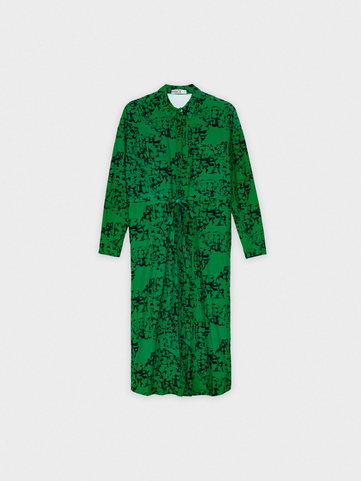  Printed midi shirt dress dark green