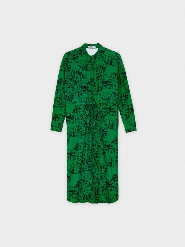  Vestido de camisola midi print verde escuro