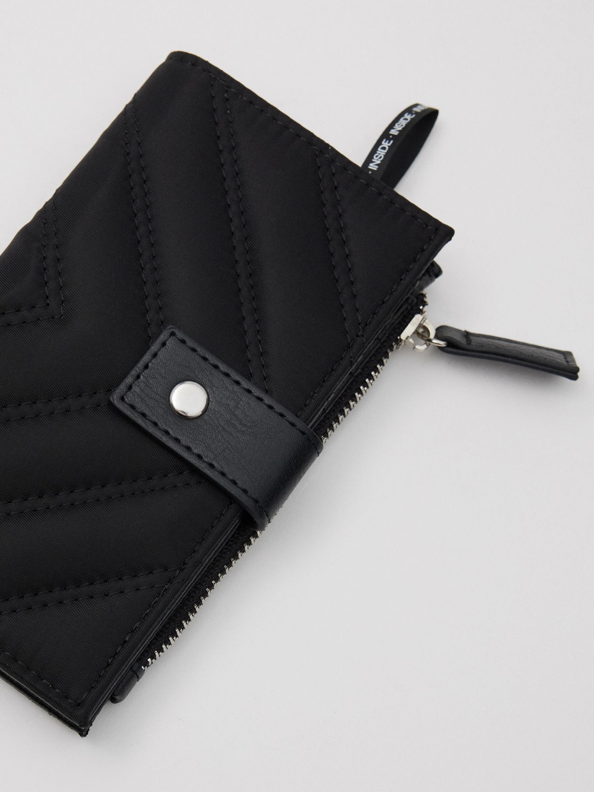 Women's leatherette wallet with double zipper black detail view