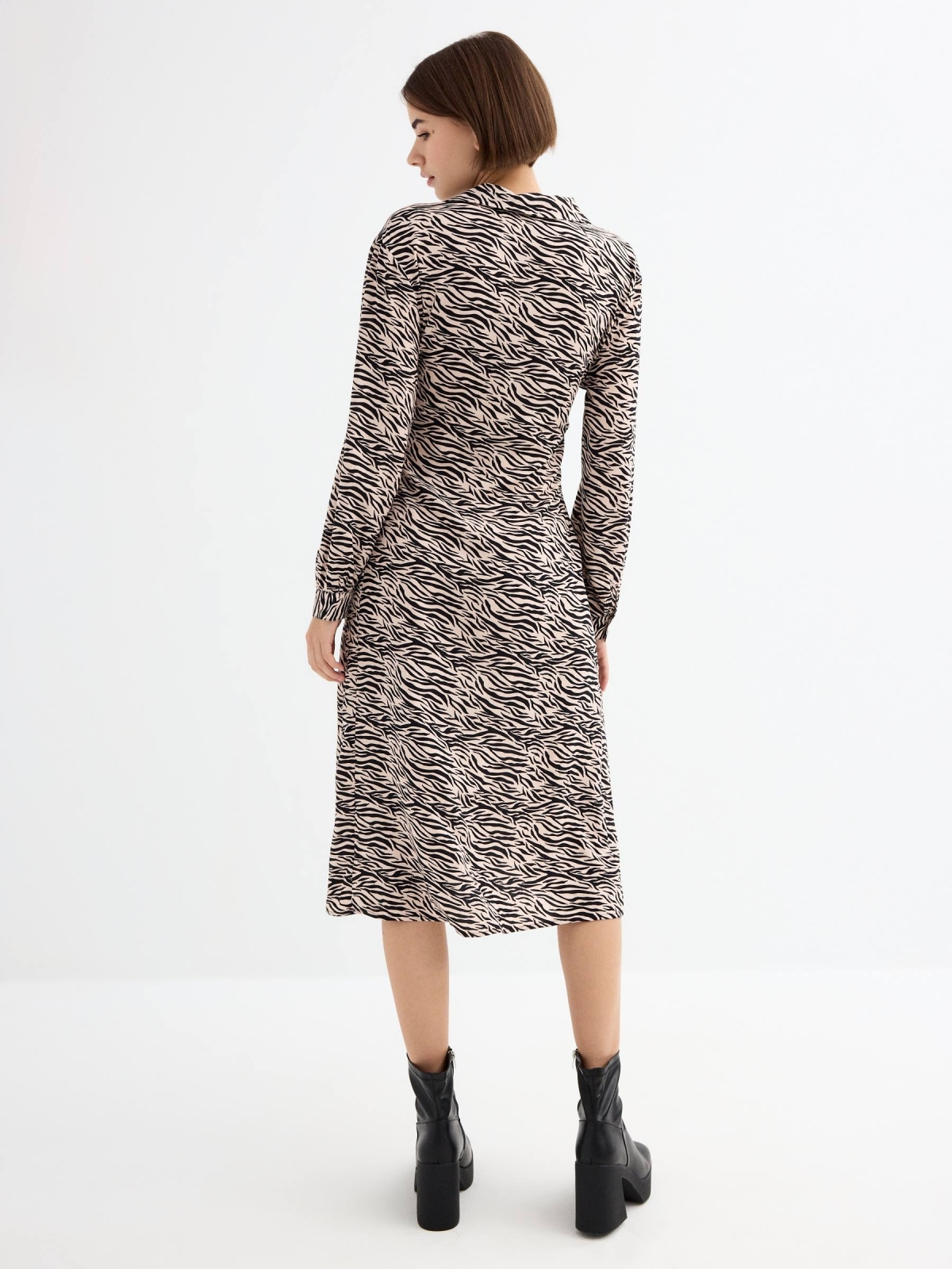 Midi shirt dress multicolor three-quarter back view