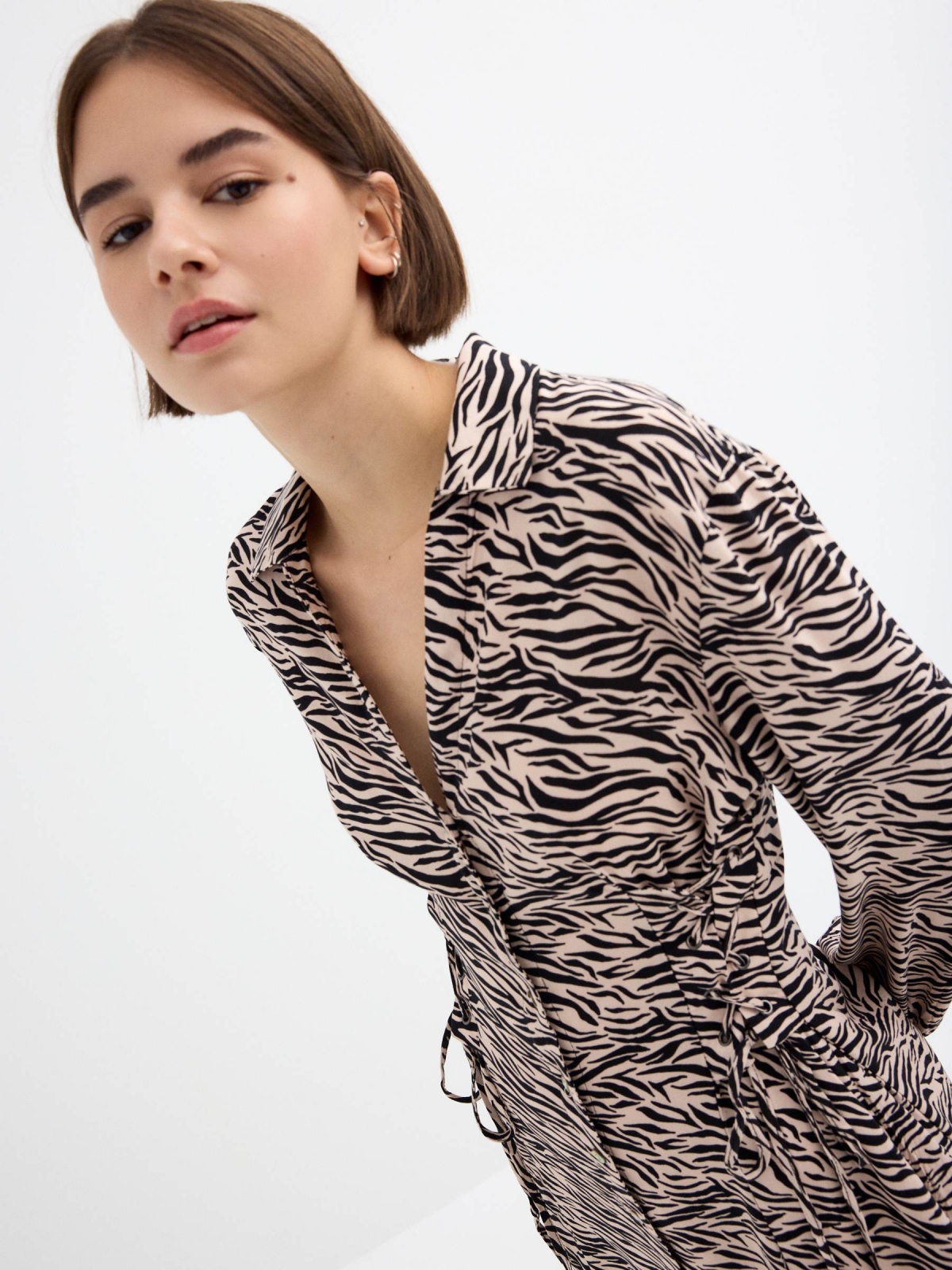 %New% Vestido de camisa midi multicolorido