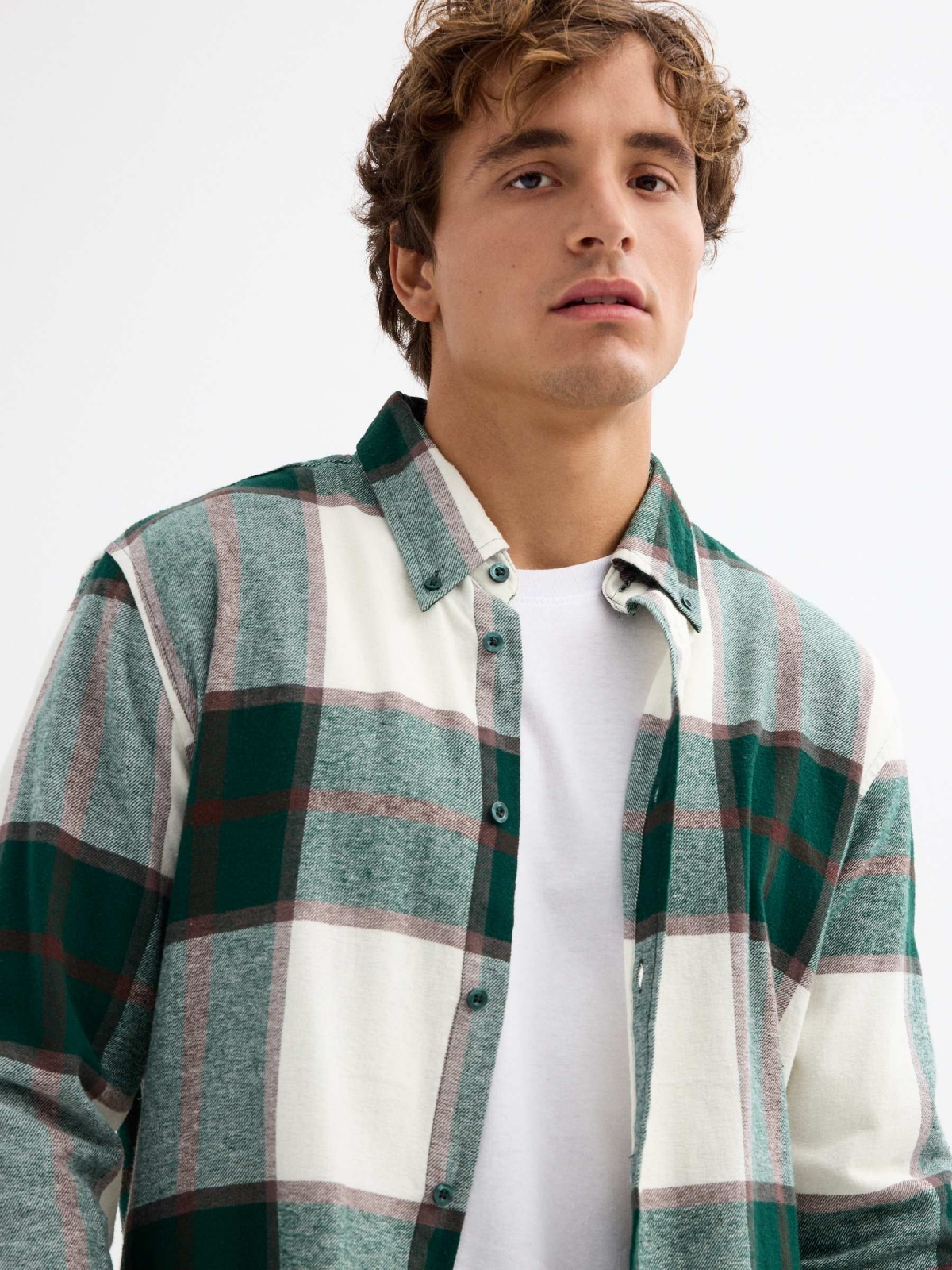 %New% Checked flannel shirt beige