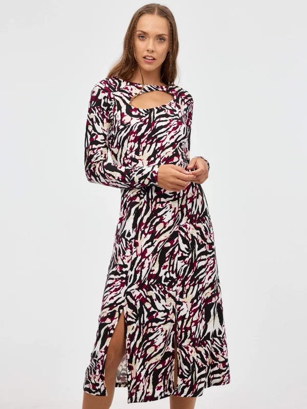 Vestido mini cut out print multicolor vista general frontal