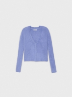 %Pto% Cardigan tejido efecto pelo lila vista frontal