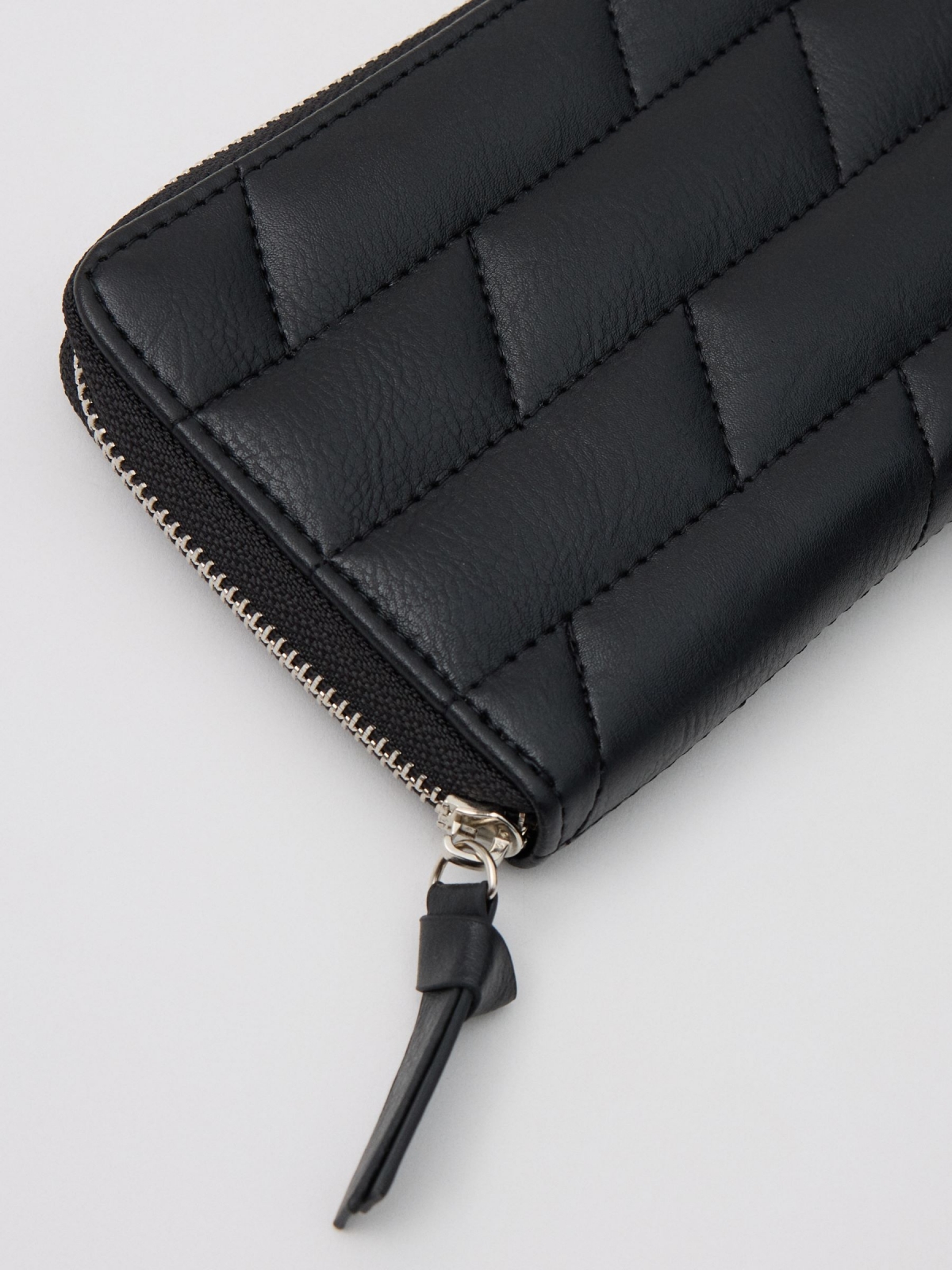 Women's large leatherette wallet black detail view