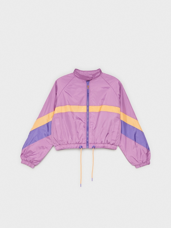  Nylon jacket color block color purple front view