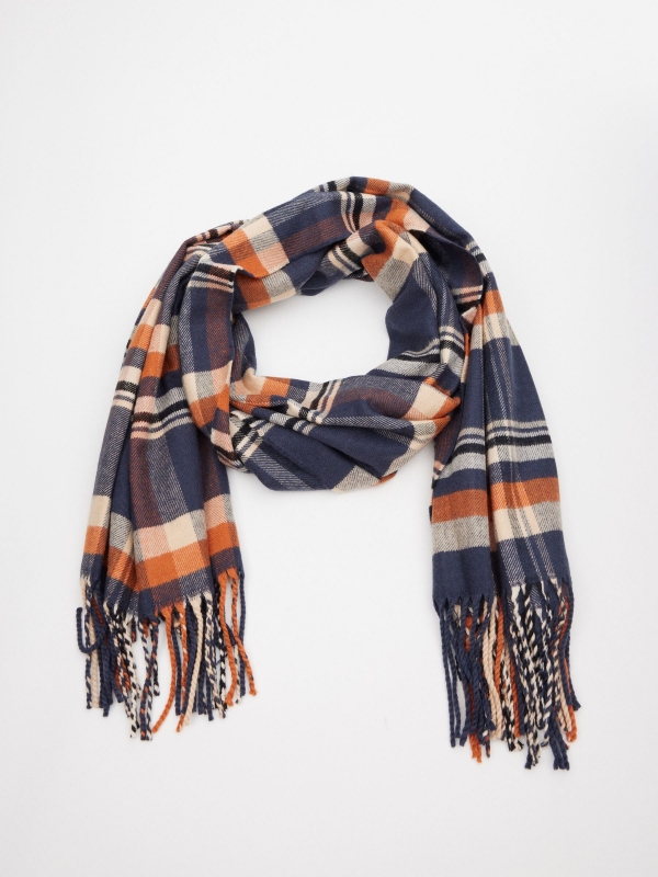 Men's plaid scarf multicolor detail view