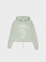 %Pto% Crop sweatshirt with print greyish green