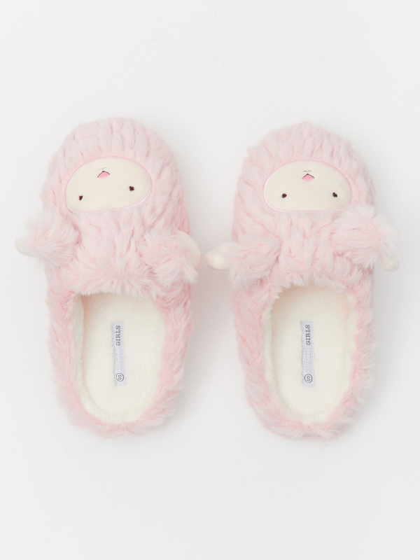 Rabbit house slippers light pink detail view