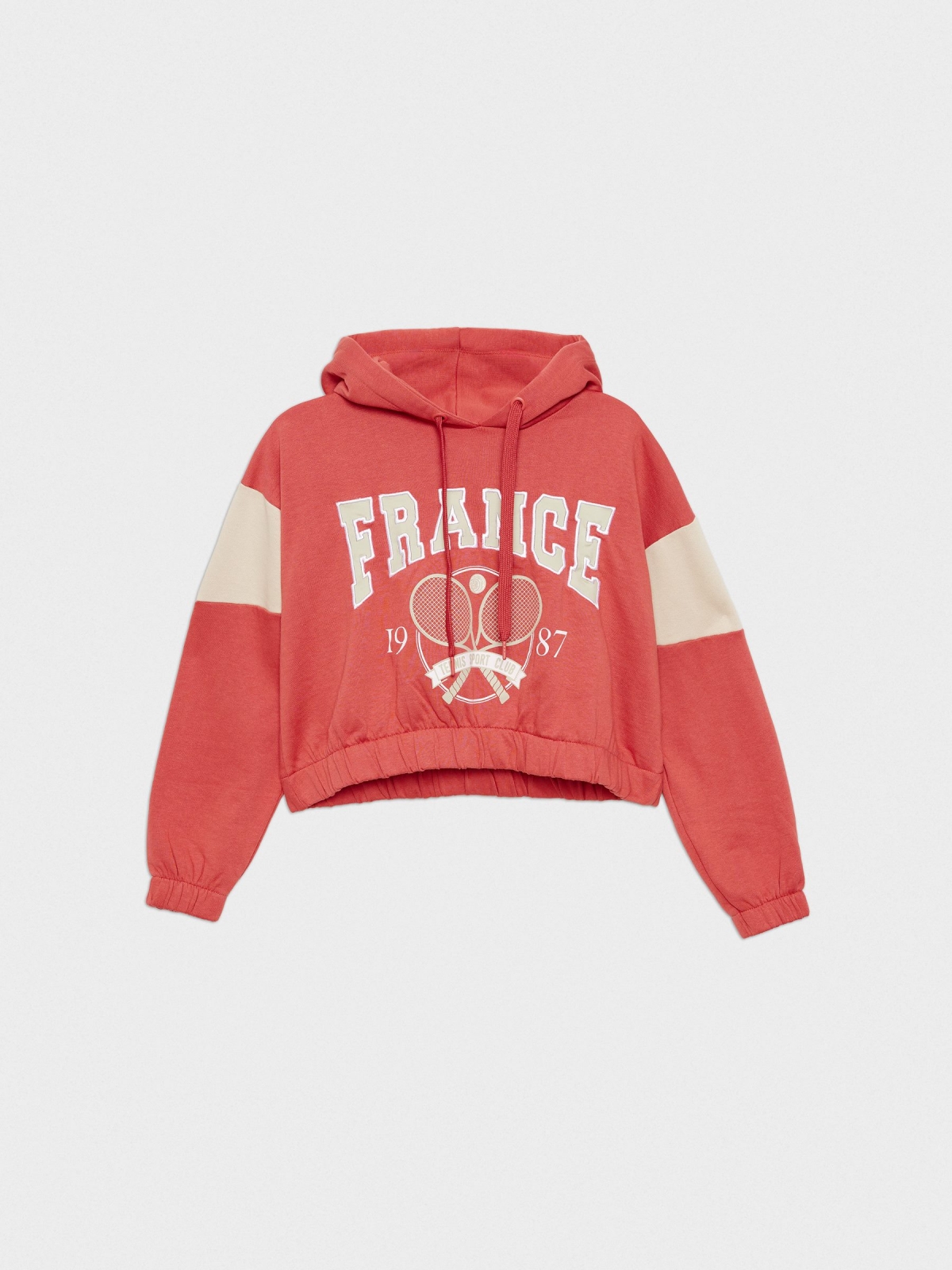 Sweatshirt crop France vermelho vista detalhe