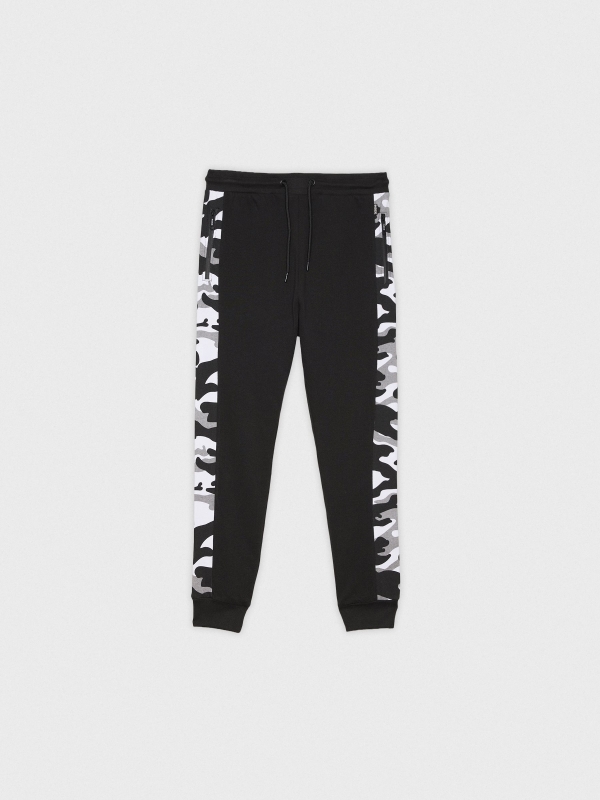  Camouflage fleece jogger pants black front view