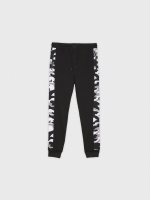 %Pto% Camouflage fleece jogger pants black front view