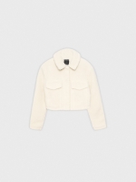 %Pto% Abrigo crop de borrego beige vista frontal