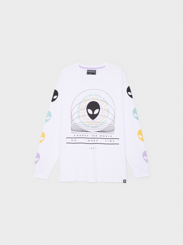  Camiseta print Aliens blanco vista frontal