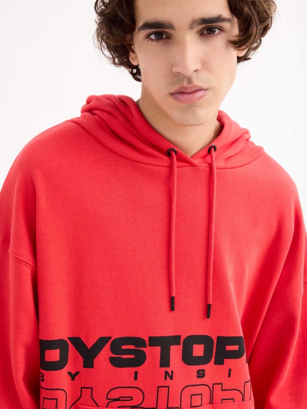 Sudadera Dystopia rojo vista detalle