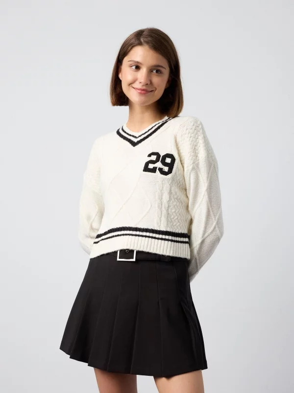 Jersey College 29 off white vista meia frontal