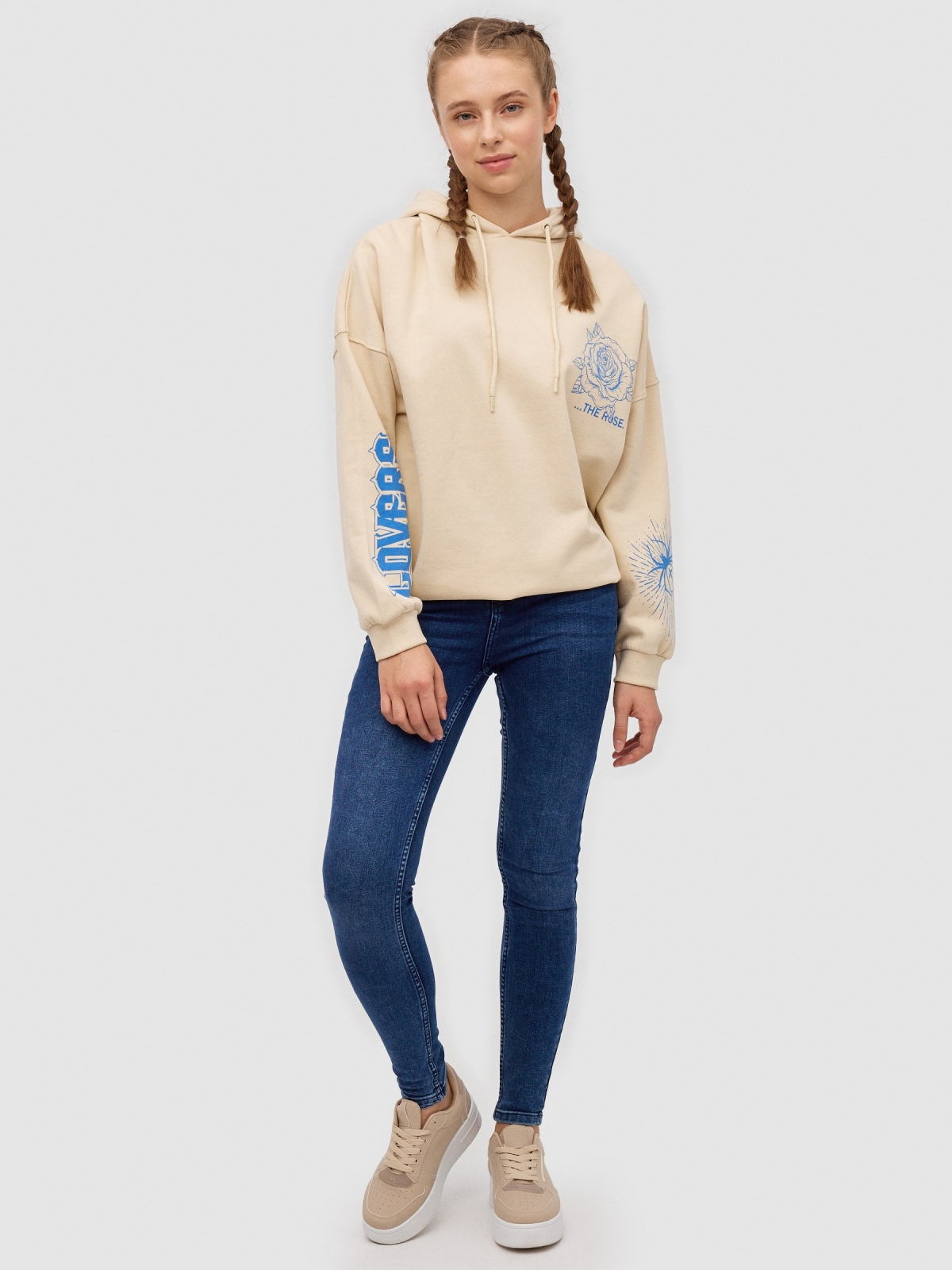 Sweatshirt oversized Lovers areia vista geral frontal