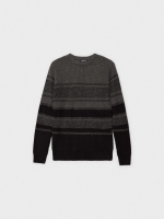 %Pto% Contrast striped jumper melange grey front view