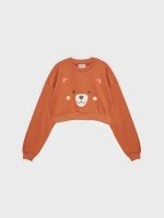 %Pto% Cropped sweatshirt teddy bear brown