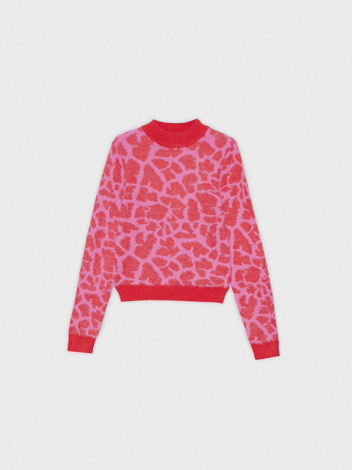 Sweatshirt de pelo jacquard vermelho profundo vista detalhe