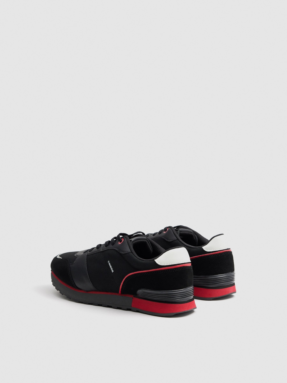 Black nylon sneakers black 45º back view