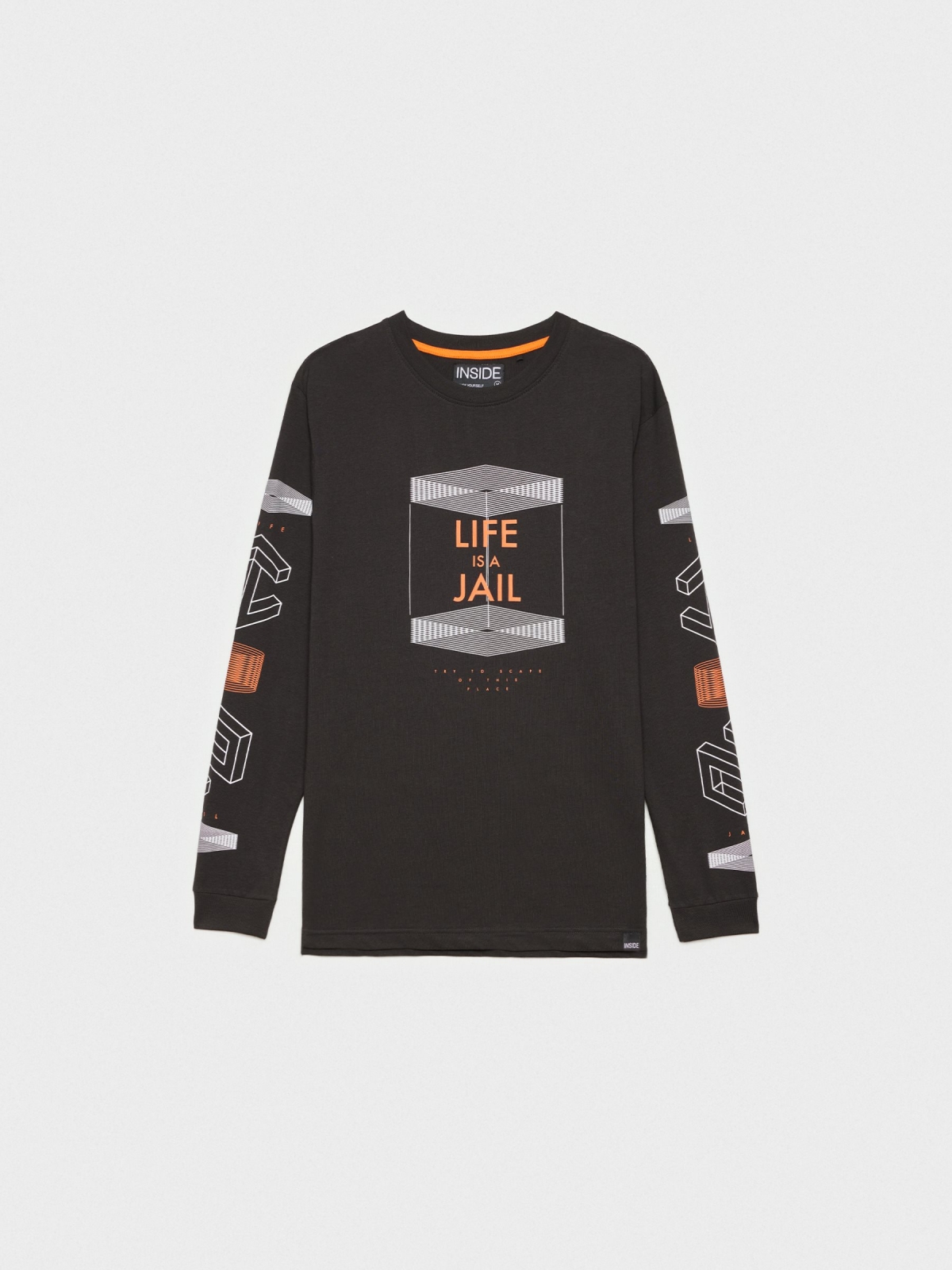  Camiseta Life is Jail negro vista frontal