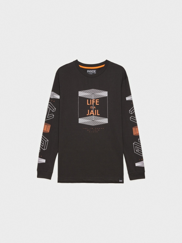  Camiseta Life is Jail negro vista frontal