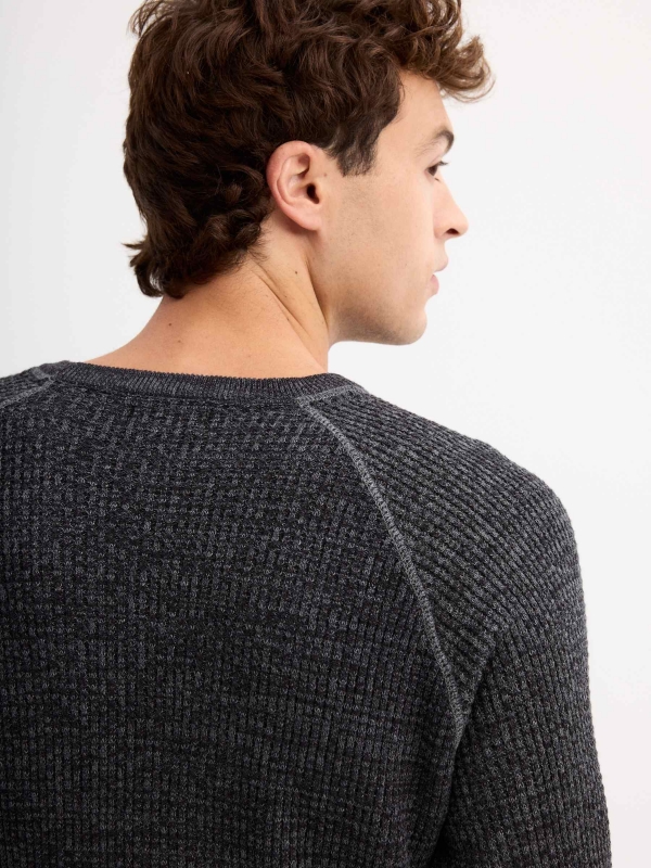 Basic mottled sweater grey detail view