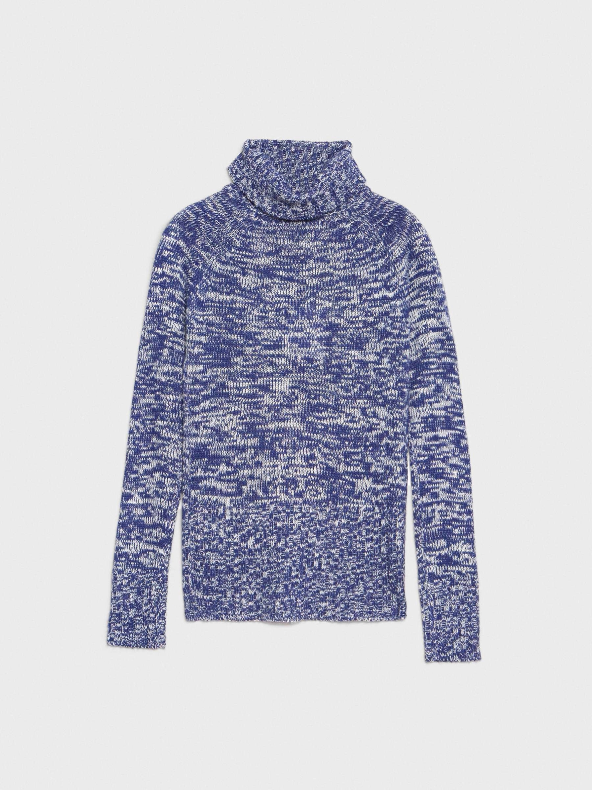  Camisola de gola alta em malha polar azul