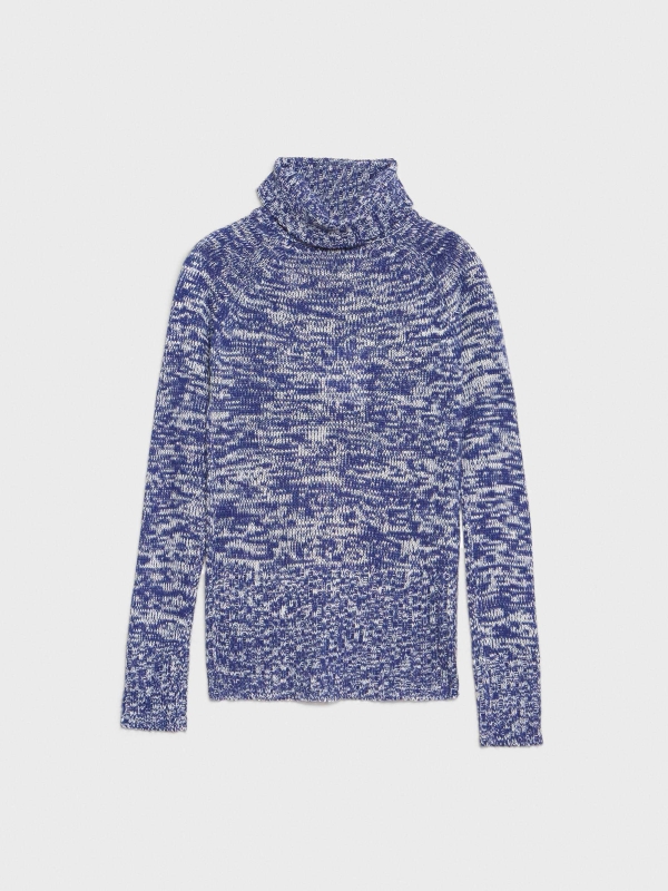  Camisola de gola alta em malha polar azul