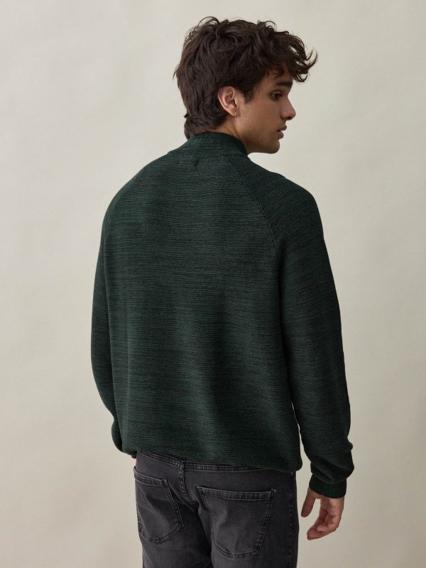 Semiclosed marbled sweater green middle back view