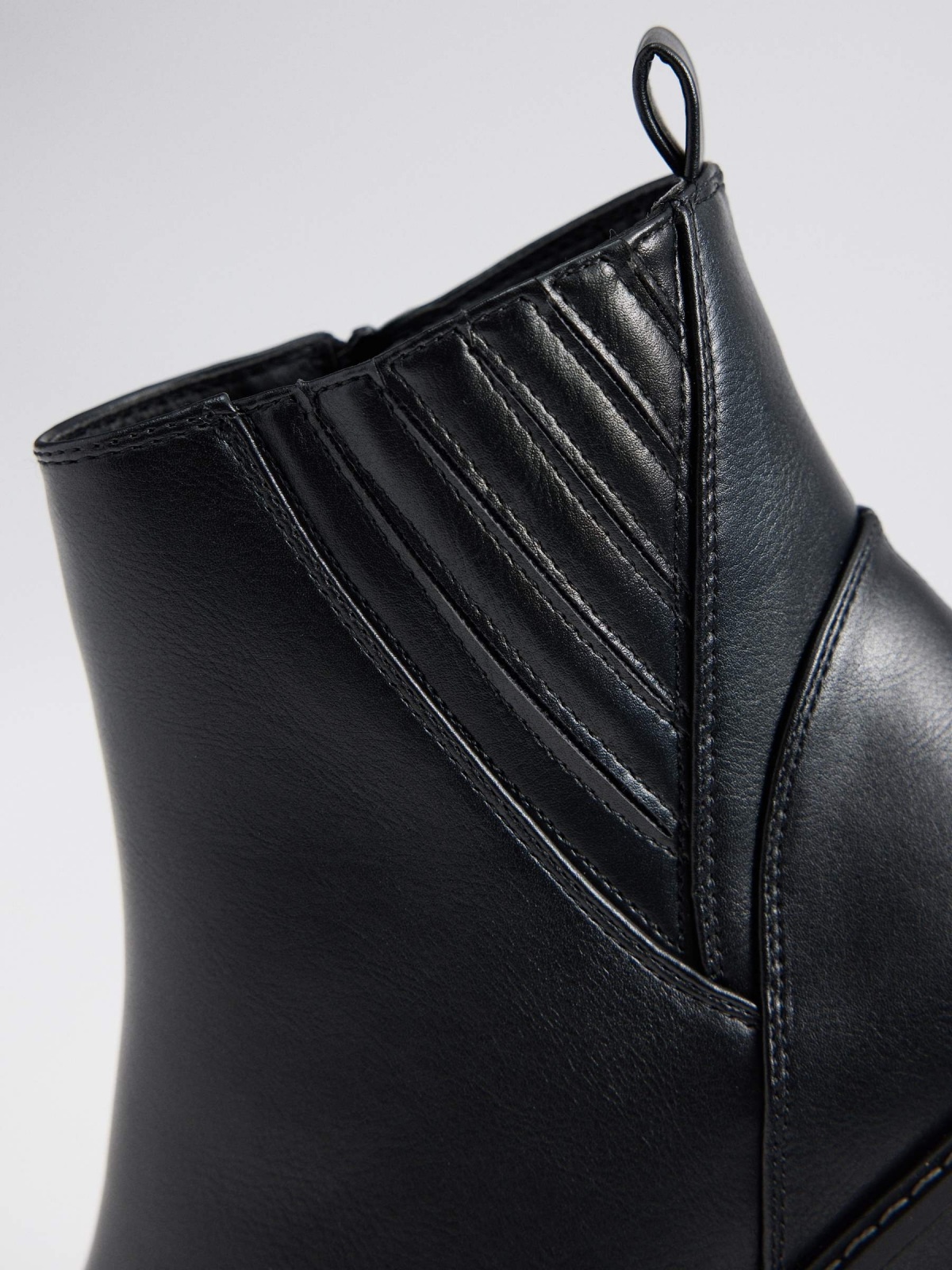 Leatherette wedge boots black detail view