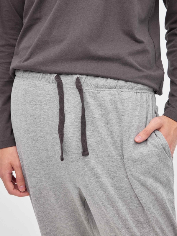 Pijama básico cinzento-escuro cinza melange vista detalhe