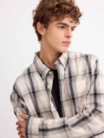%Pto% Camisa de cuadros con bolsillo beige