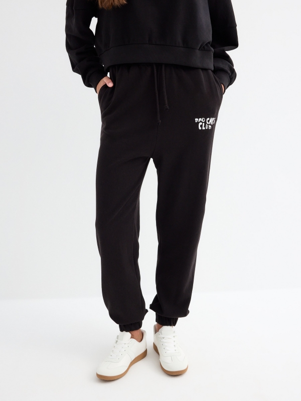 Club jogger pants black middle front view