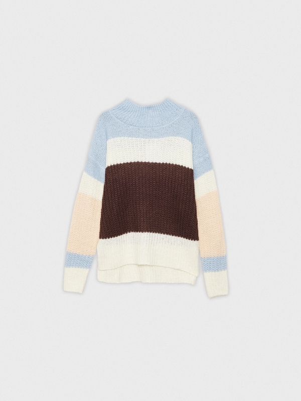  Perkins sweater with color block brown front view