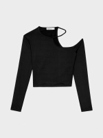 %Pto% Crop cut out t-shirt black