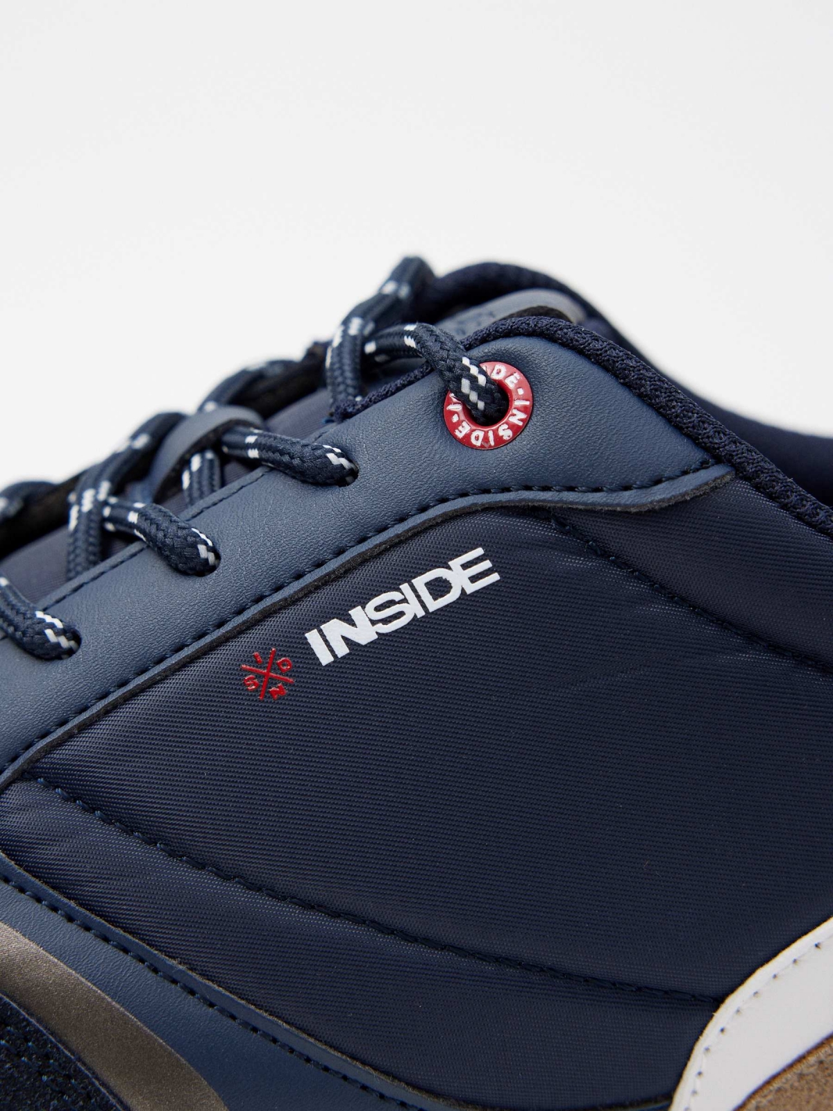 Combined nylon casual sneakers navy detail view