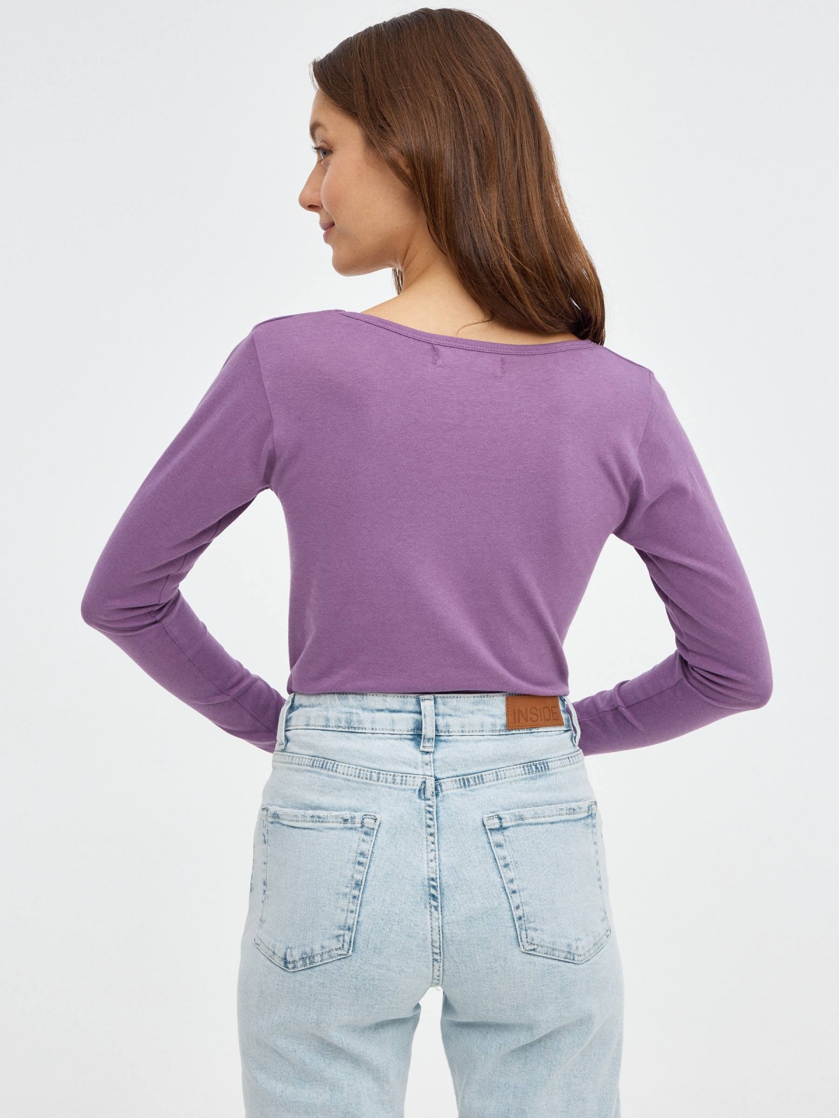 Stress Away T-shirt aubergine middle back view