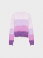 %Pto% Striped knitted sweater mauve front view