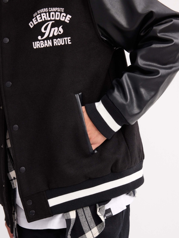 Cazadora bomber Urban Route negro vista detalle