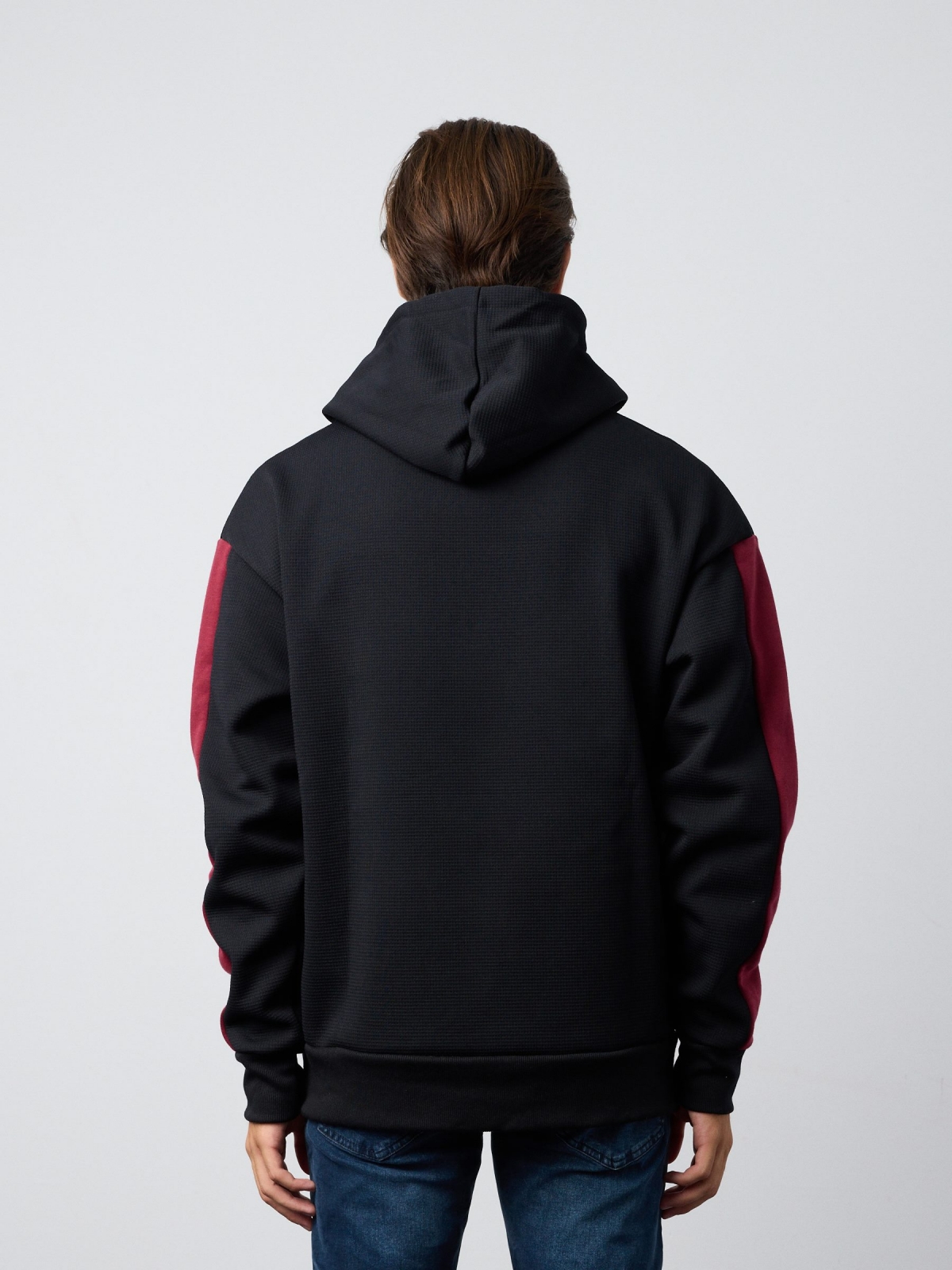 INSD CREW color block sweatshirt black middle back view