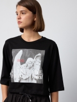 %Pto% T-shirt com estampado gráfico preto