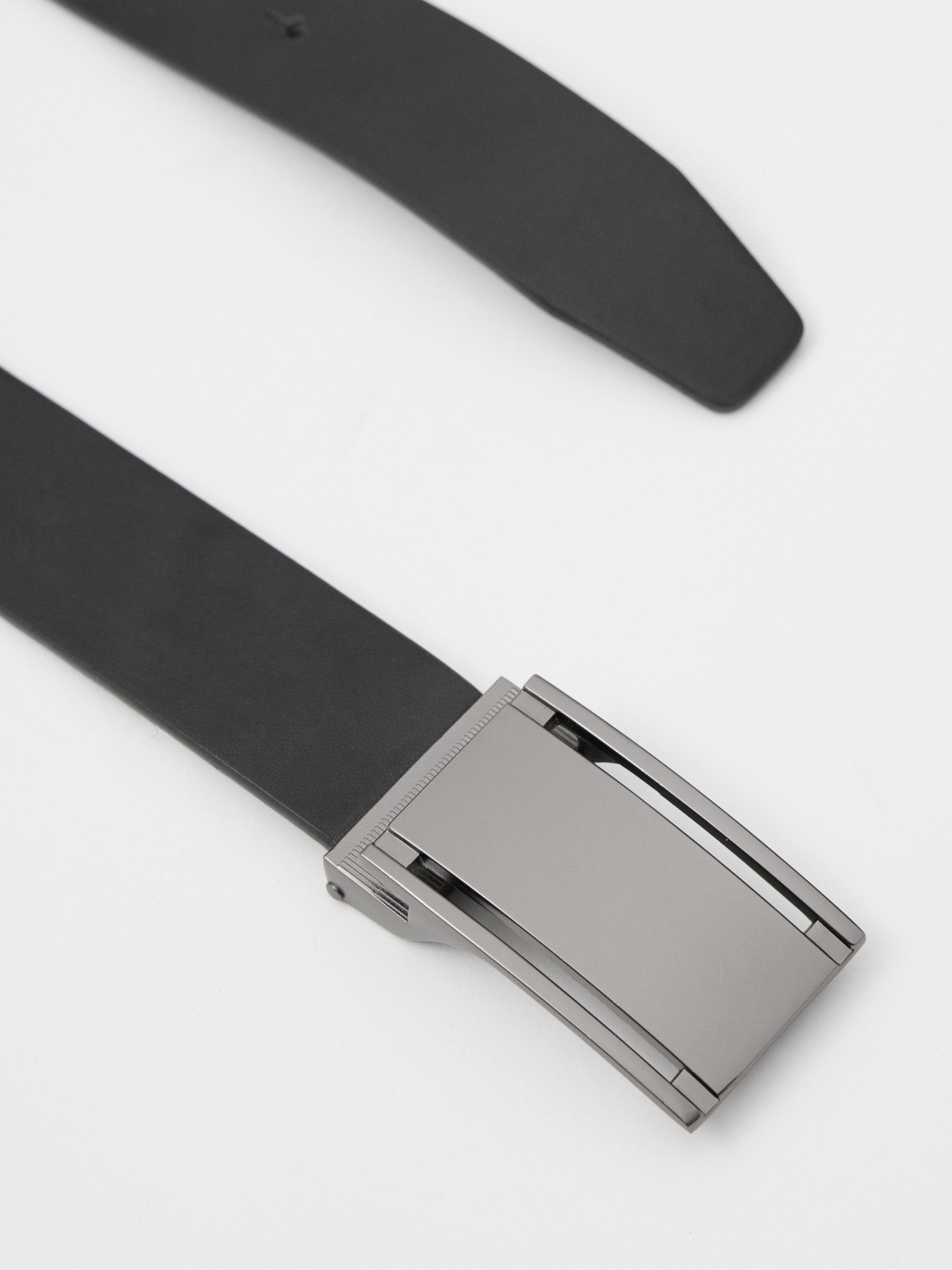 Square buckle belt black detail view