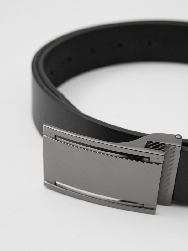 Square buckle belt black detail view