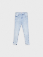 %Pto% Calças de ganga skinny de cintura subida azul vista frontal